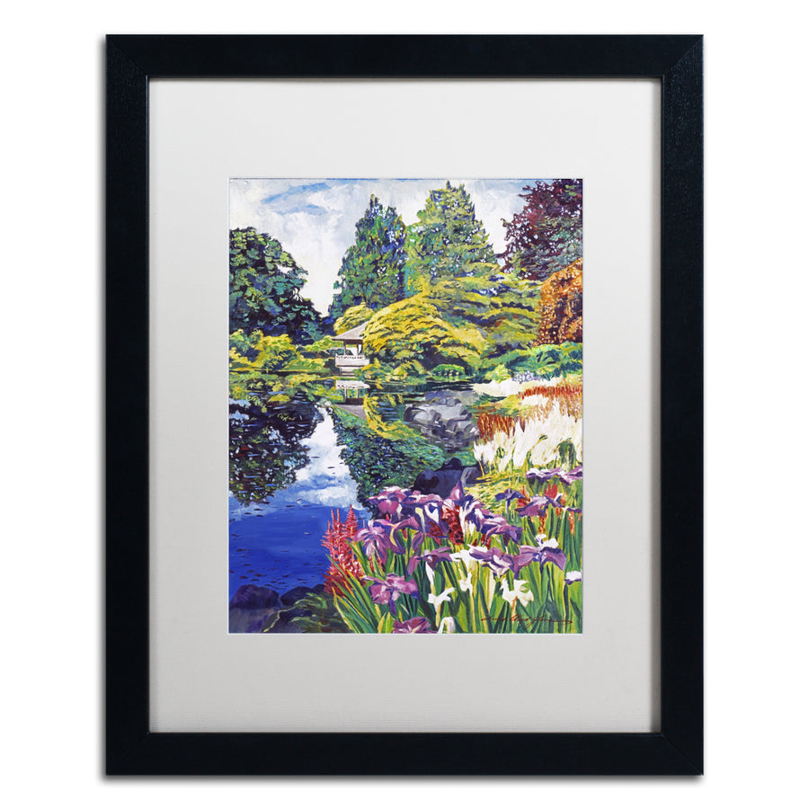 David Lloyd Glover Tea House Lake Black Wooden Framed Art 18 x 22 Inches Image 1