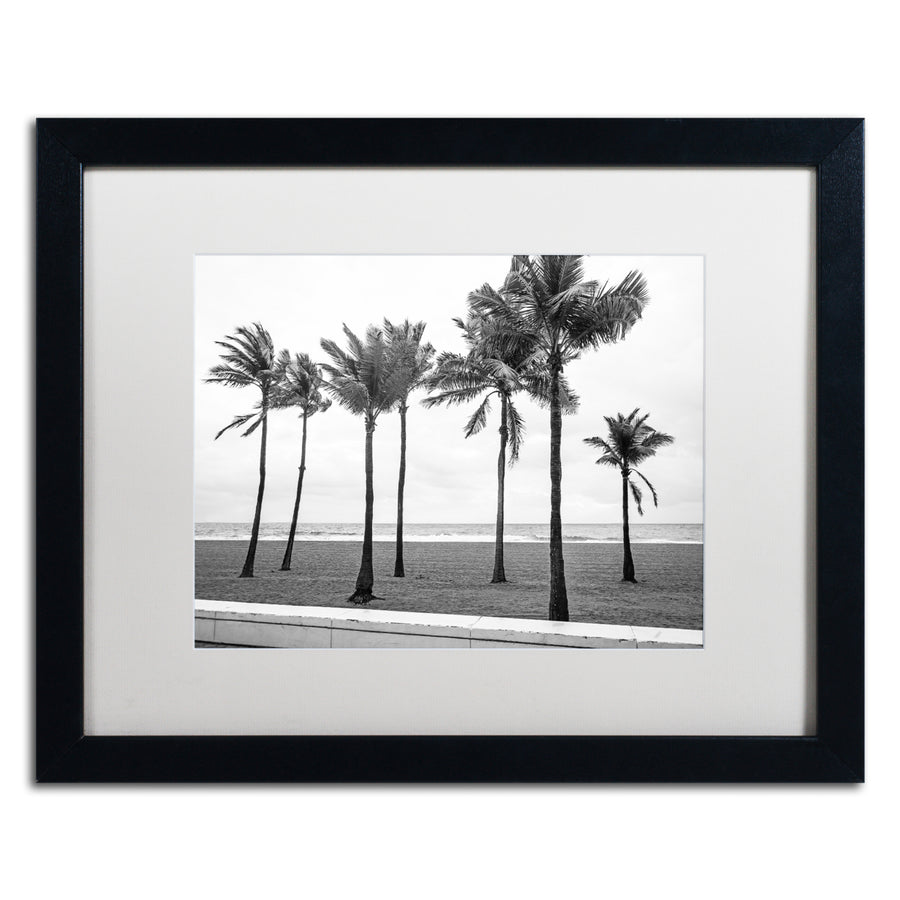 Preston Florida BW Beach Palms Black Wooden Framed Art 18 x 22 Inches Image 1