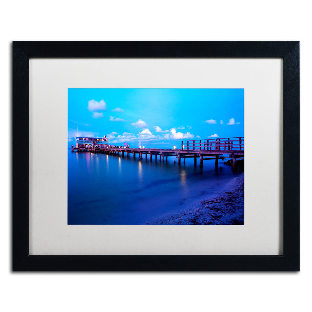 Preston Florida Pier Black Wooden Framed Art 18 x 22 Inches Image 1