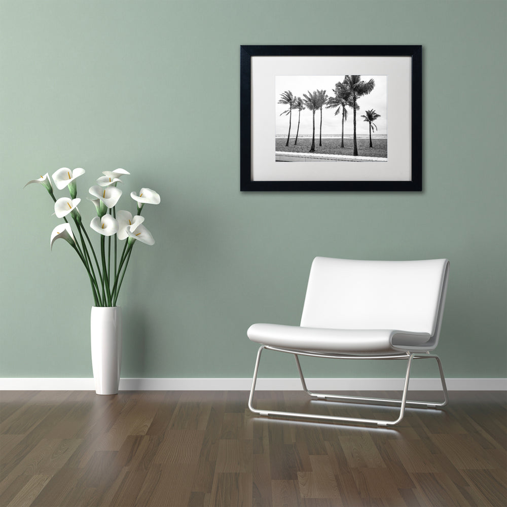 Preston Florida BW Beach Palms Black Wooden Framed Art 18 x 22 Inches Image 2