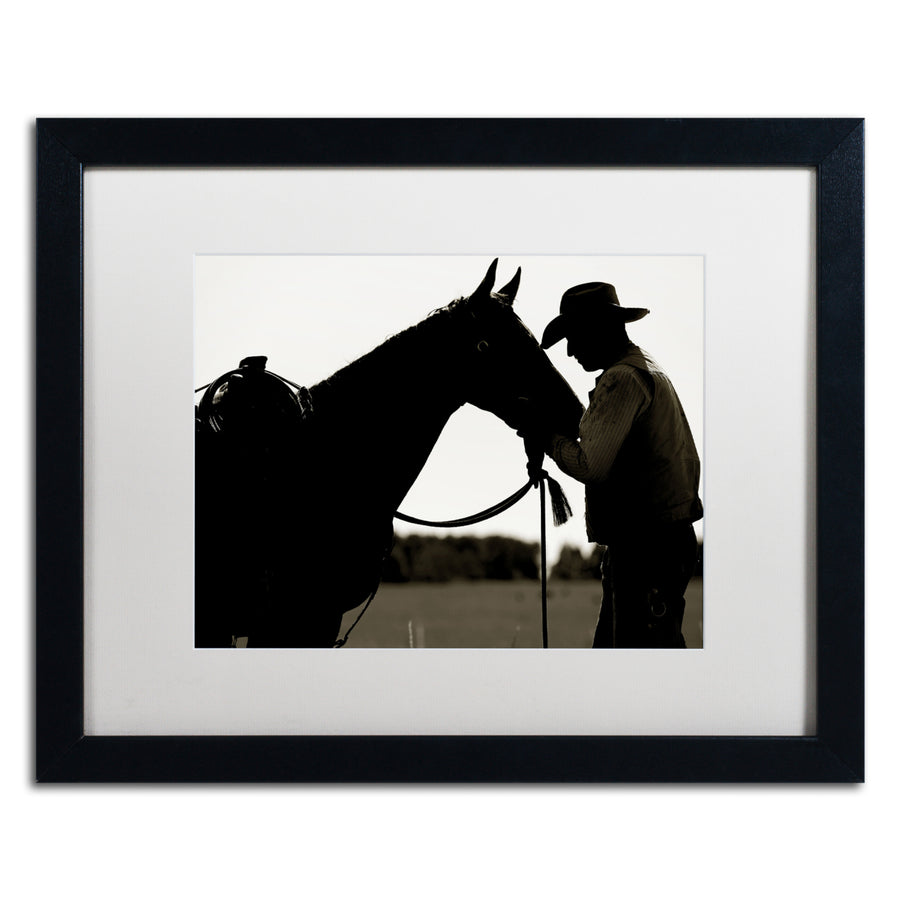 Preston Montana Horse Rancher Shadow Black Wooden Framed Art 18 x 22 Inches Image 1