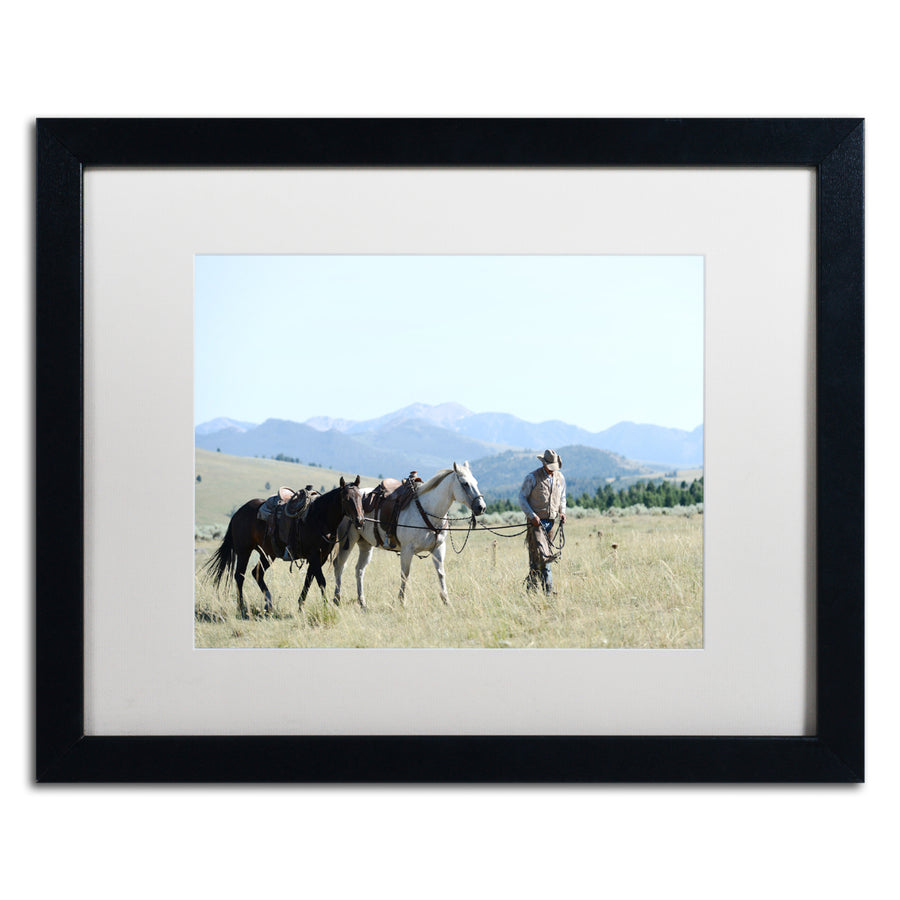 Preston Montana Horse Rancher Black Wooden Framed Art 18 x 22 Inches Image 1