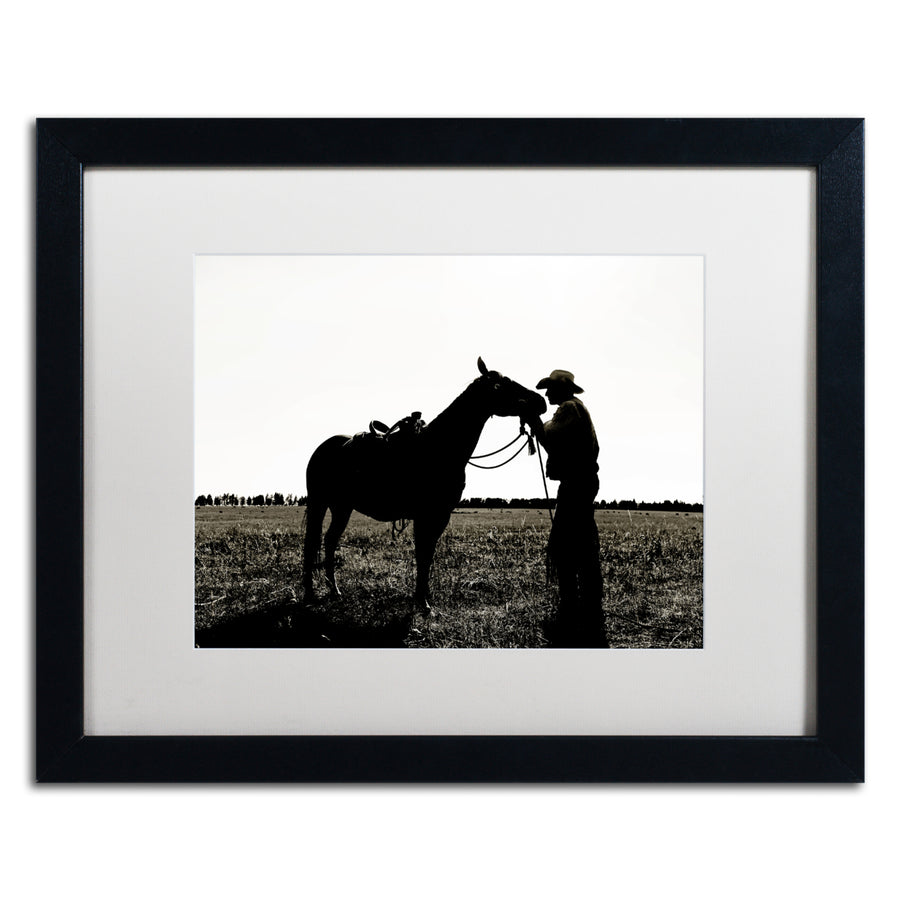 Preston Montana Horse Rancher Shadow 2 Black Wooden Framed Art 18 x 22 Inches Image 1