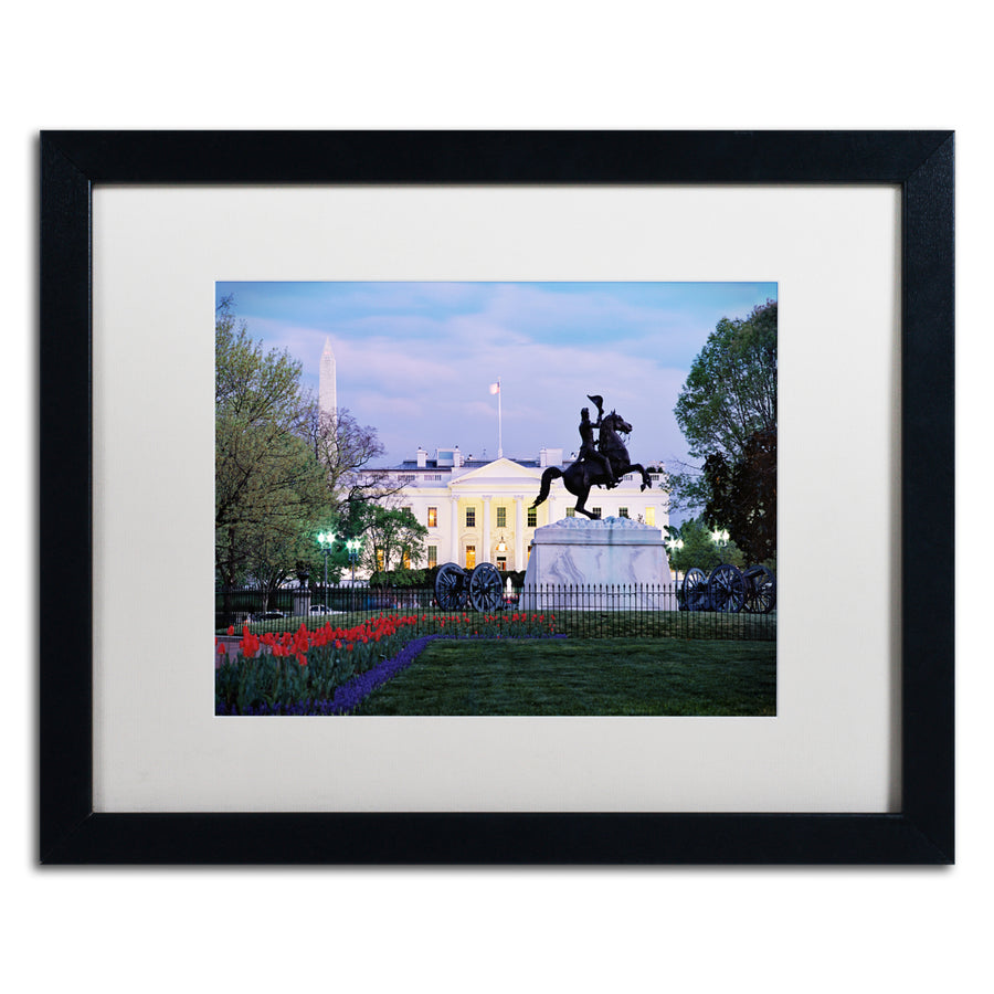 Gregory OHanlon White House from Lafayette Square Black Wooden Framed Art 18 x 22 Inches Image 1