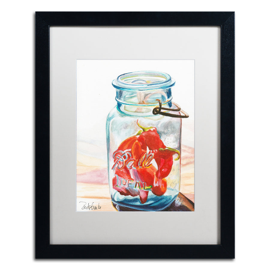 Jennifer Redstreake Ball Jar Ideal Peppers Black Wooden Framed Art 18 x 22 Inches Image 1