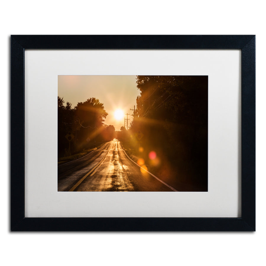 Jason Shaffer Sun Soaked Road Black Wooden Framed Art 18 x 22 Inches Image 1