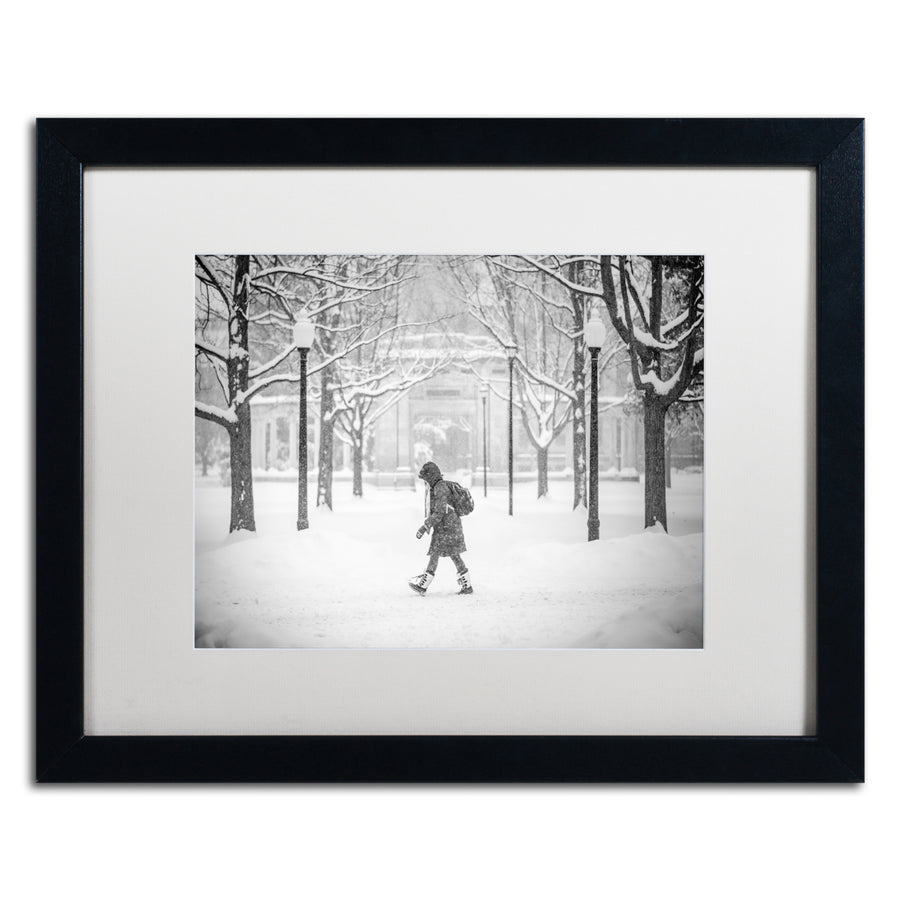 Jason Shaffer Winter Campus Black Wooden Framed Art 18 x 22 Inches Image 1