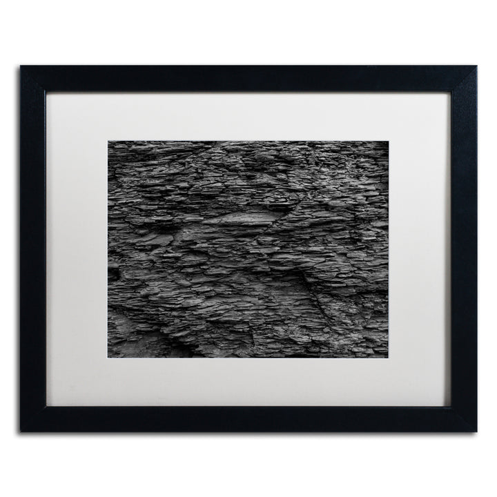 Kurt Shaffer Shale Abstract in Black and White Black Wooden Framed Art 18 x 22 Inches Image 1