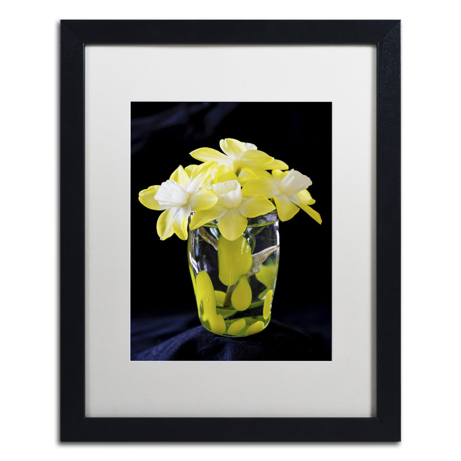 Kurt Shaffer Vase of Little Daffodils Black Wooden Framed Art 18 x 22 Inches Image 1