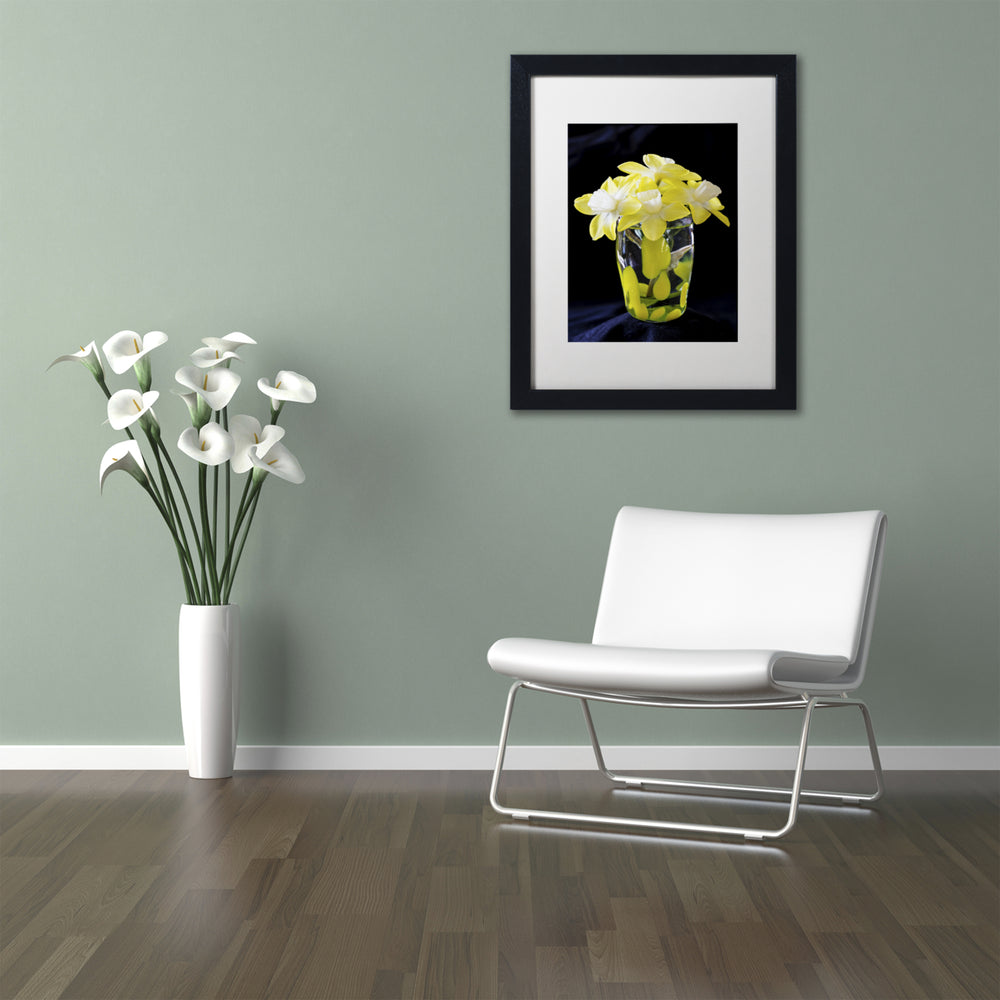 Kurt Shaffer Vase of Little Daffodils Black Wooden Framed Art 18 x 22 Inches Image 2