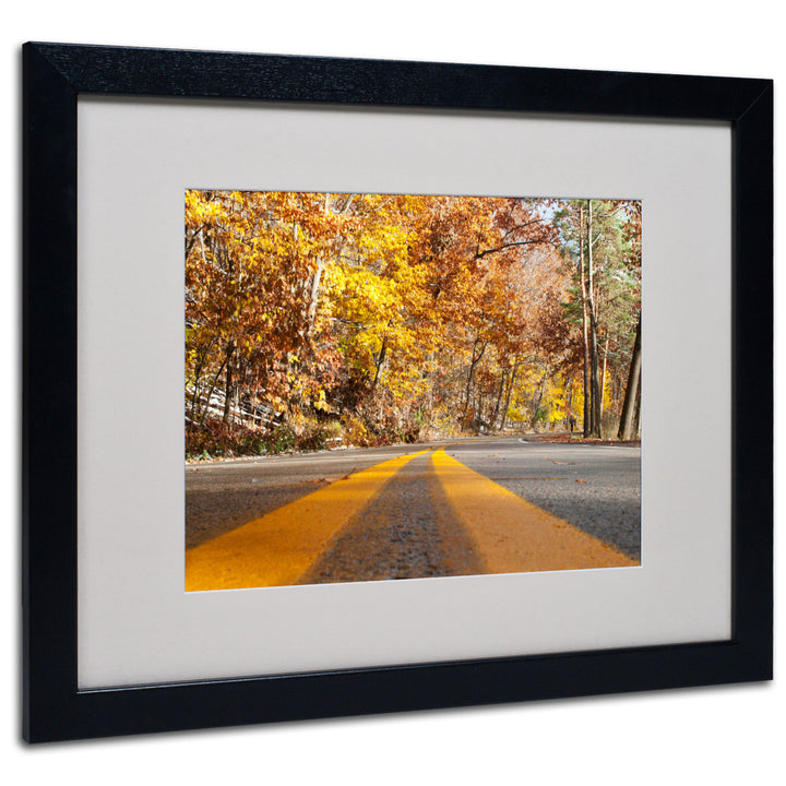 Kurt Shaffer Autumn Road Black Wooden Framed Art 18 x 22 Inches Image 1