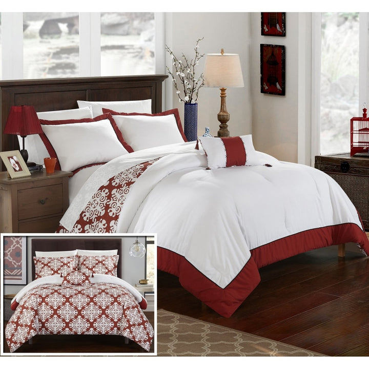 Chic Home 3/4 Piece Mallow Black and White REVERSIBLE Medallion printed PLUSH Hotel Collection Duvet Cover Set Image 3