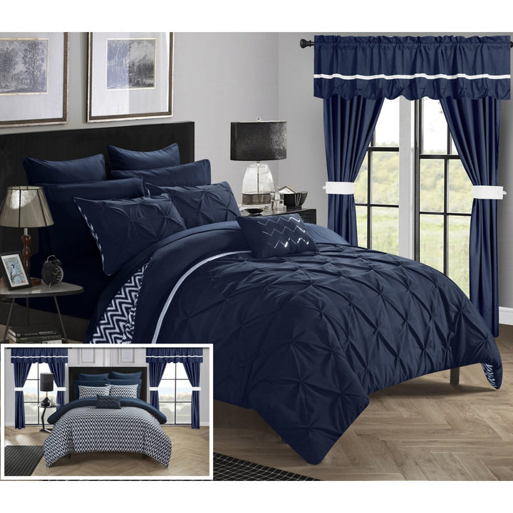 Chic Home 20 Piece Fortville Complete Bed room in a bag super set. Pinch pleated design REVERSIBLE Comforter Set with Image 2