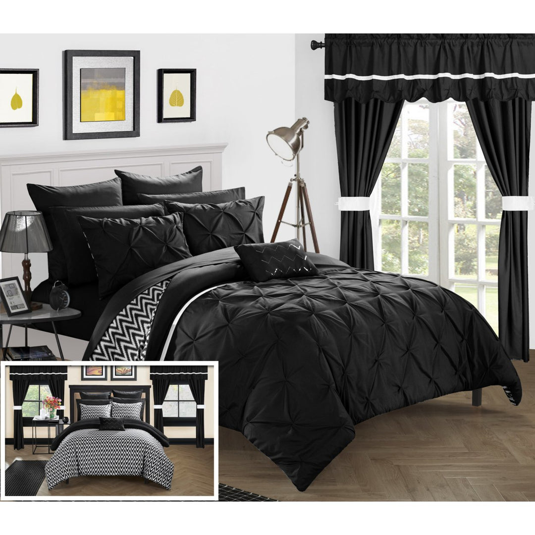Chic Home 20 Piece Fortville Complete Bed room in a bag super set. Pinch pleated design REVERSIBLE Comforter Set with Image 3
