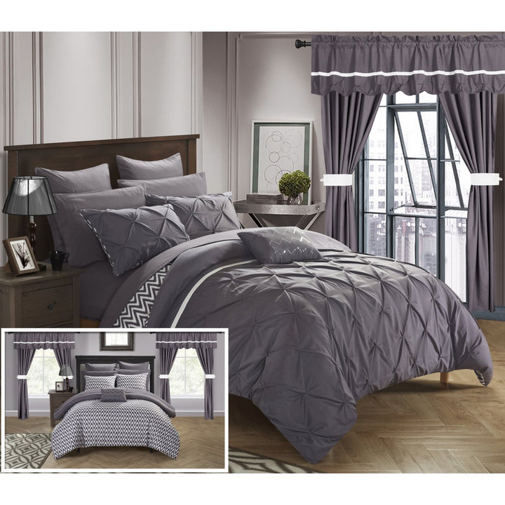 Chic Home 20 Piece Fortville Complete Bed room in a bag super set. Pinch pleated design REVERSIBLE Comforter Set with Image 5