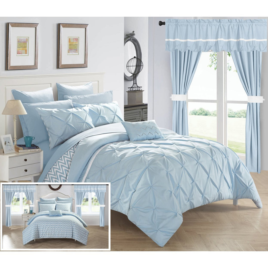 Chic Home 20 Piece Fortville Complete Bed room in a bag super set. Pinch pleated design REVERSIBLE Comforter Set with Image 7