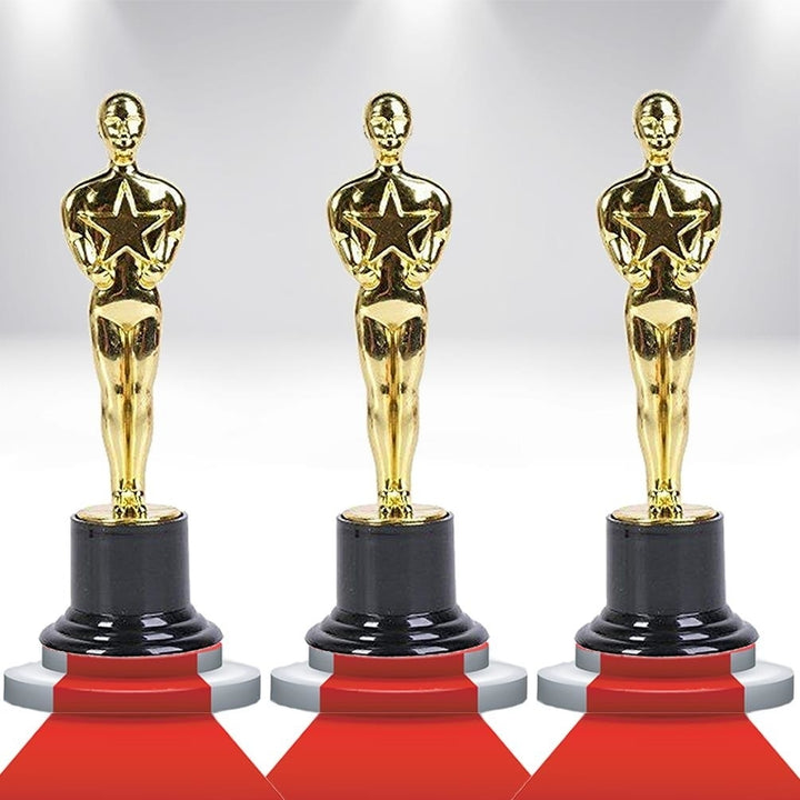 Hollywood Academy Award Gold Trophy 3PK VIP Party Favor Novelty 6 Inch Awards Image 1