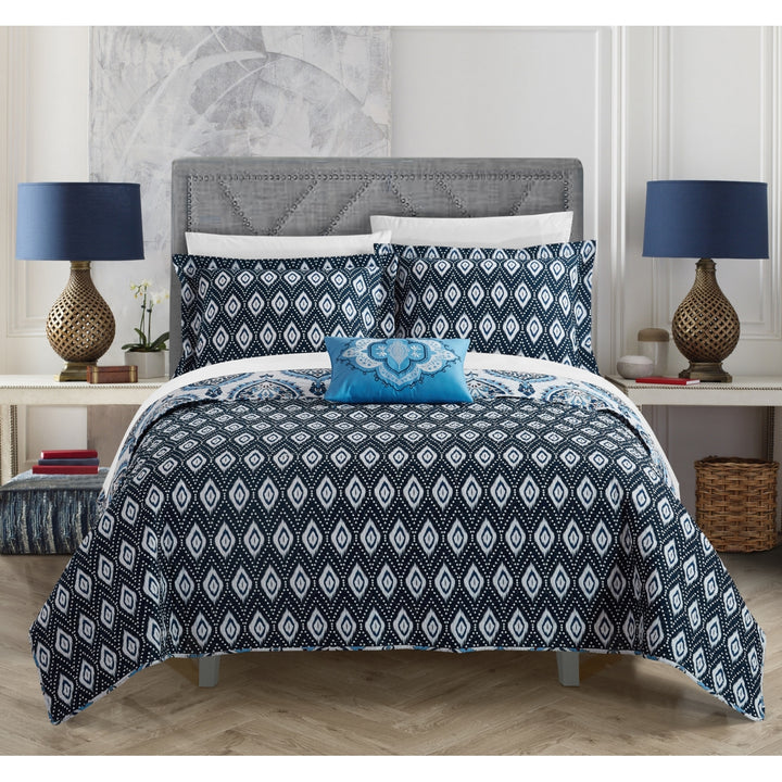 Chic Home 3/4 Piece Breda 100% Cotton 200 Thread Count Medallion Inspired Printed REVERSIBLE Quilt Set with Shams and Image 2