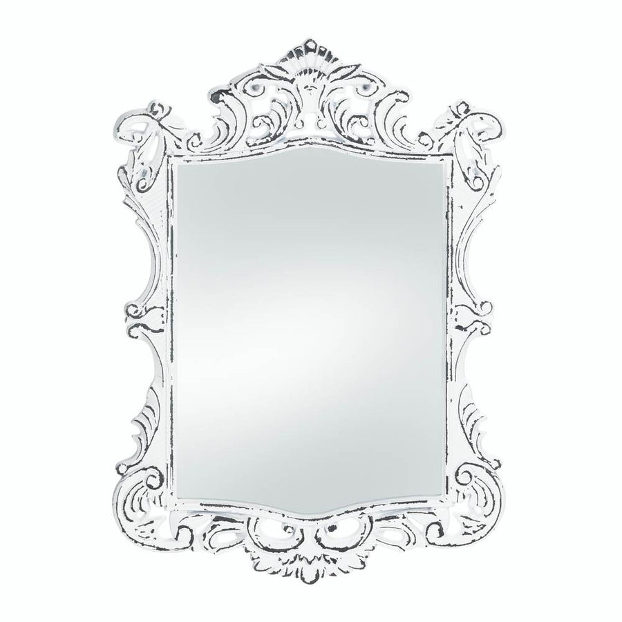 REGAL WHITE DISTRESSED WALL MIRROR Image 1