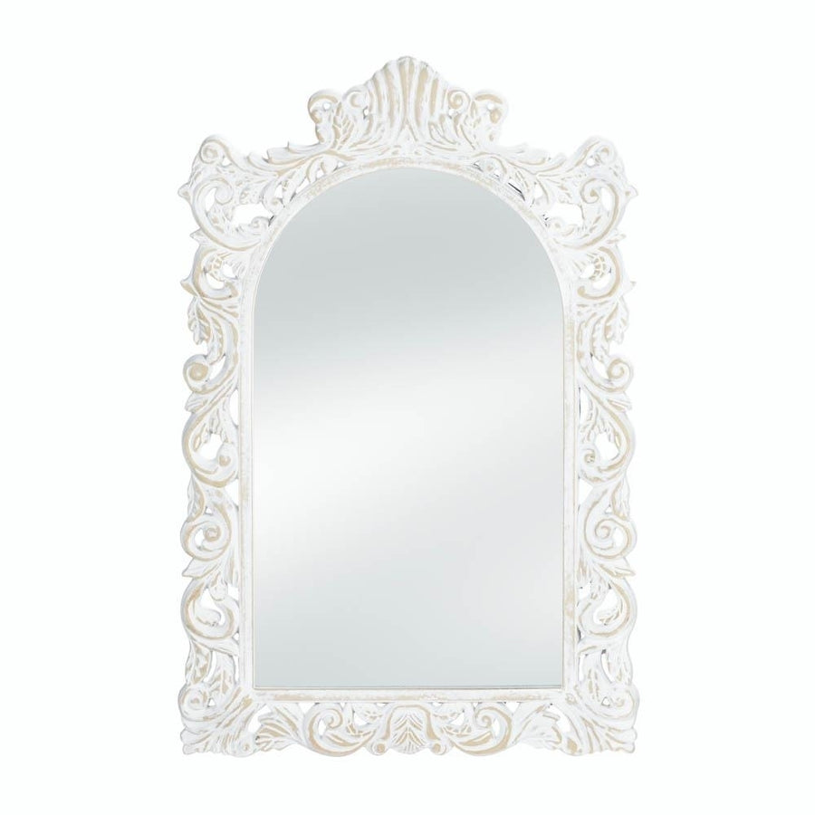 GRAND DISTRESSED WHITE WALL MIRROR Image 1