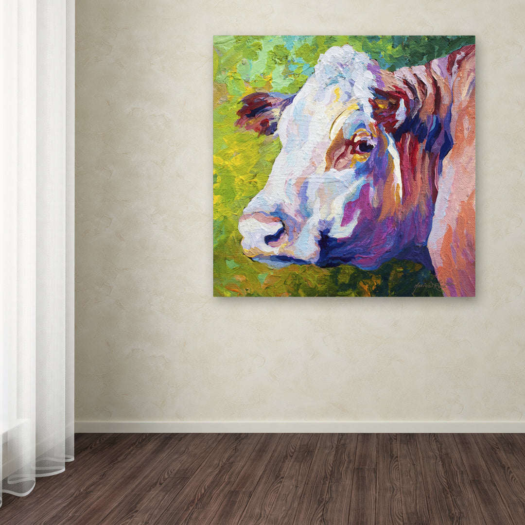 Marion Rose White Face Cow Ready to Hang Canvas Art 14 x 14 Inches Made in USA Image 3