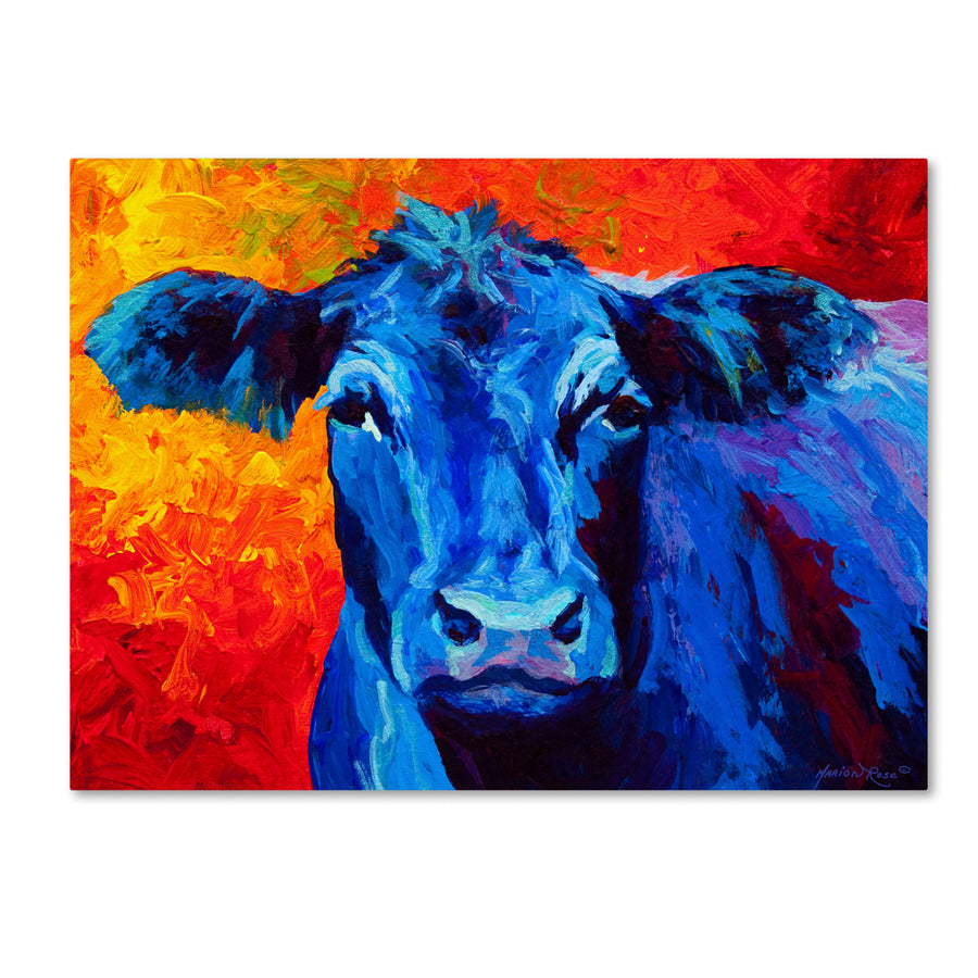 Marion Rose Blue Cow Ready to Hang Canvas Art 14 x 19 Inches Made in USA Image 1
