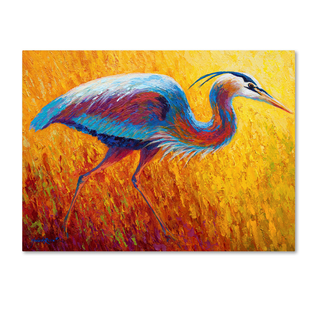 Marion Rose Blue Heron 2 Ready to Hang Canvas Art 14 x 19 Inches Made in USA Image 1