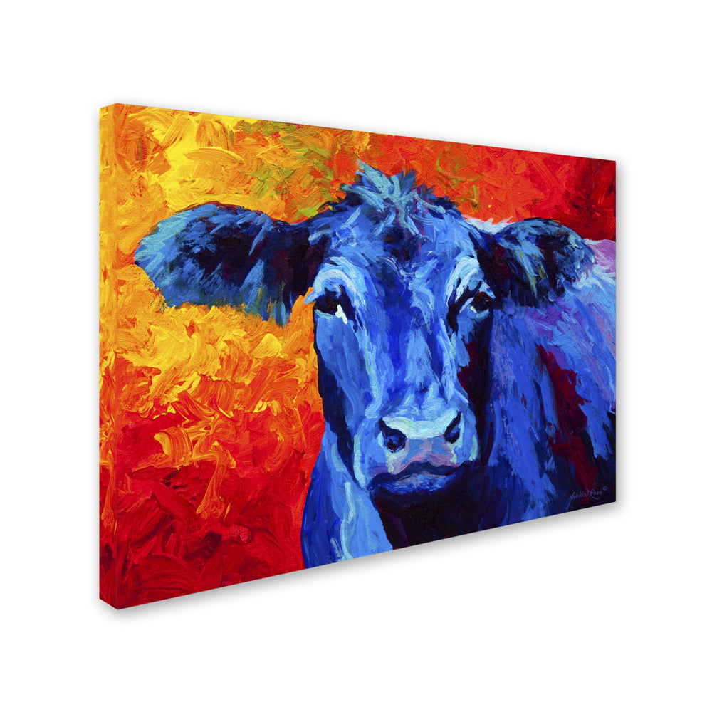 Marion Rose Blue Cow Ready to Hang Canvas Art 14 x 19 Inches Made in USA Image 2