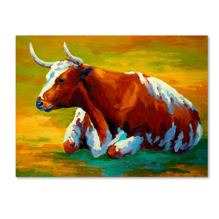 Marion Rose Longhorn Cow Ready to Hang Canvas Art 14 x 19 Inches Made in USA Image 1