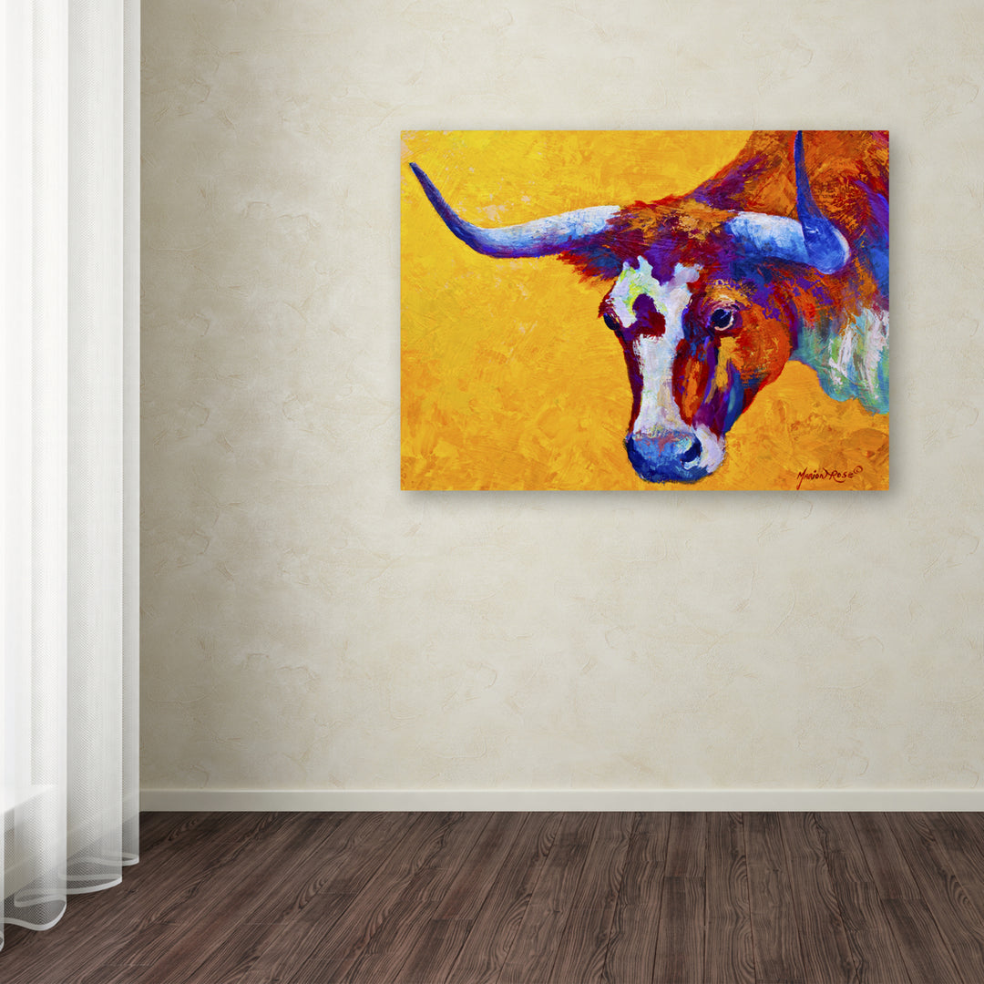 Marion Rose Longhorn Portrait Ready to Hang Canvas Art 14 x 19 Inches Made in USA Image 3