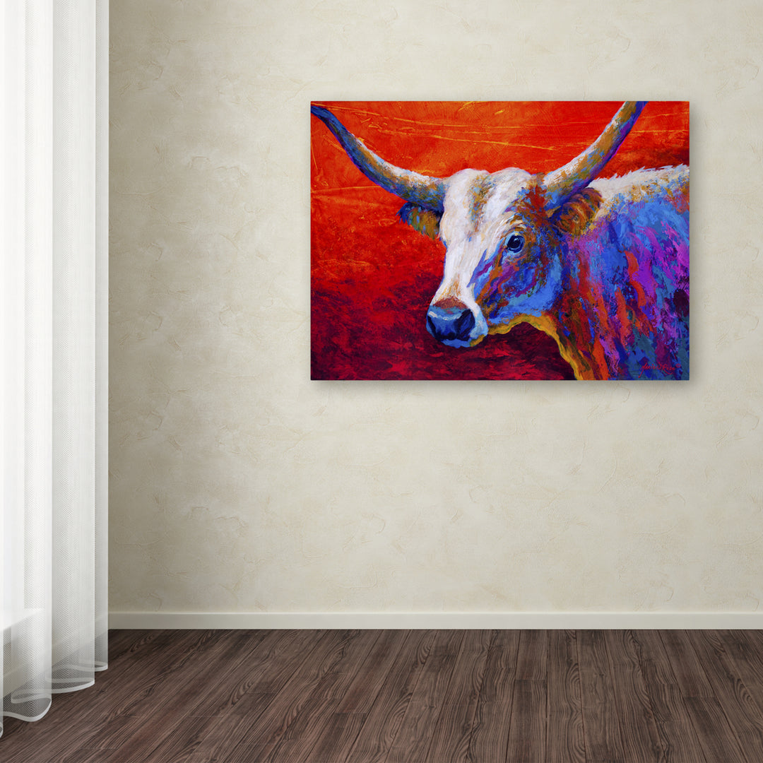 Marion Rose Sunset Ablaze Longhorn Ready to Hang Canvas Art 14 x 19 Inches Made in USA Image 3