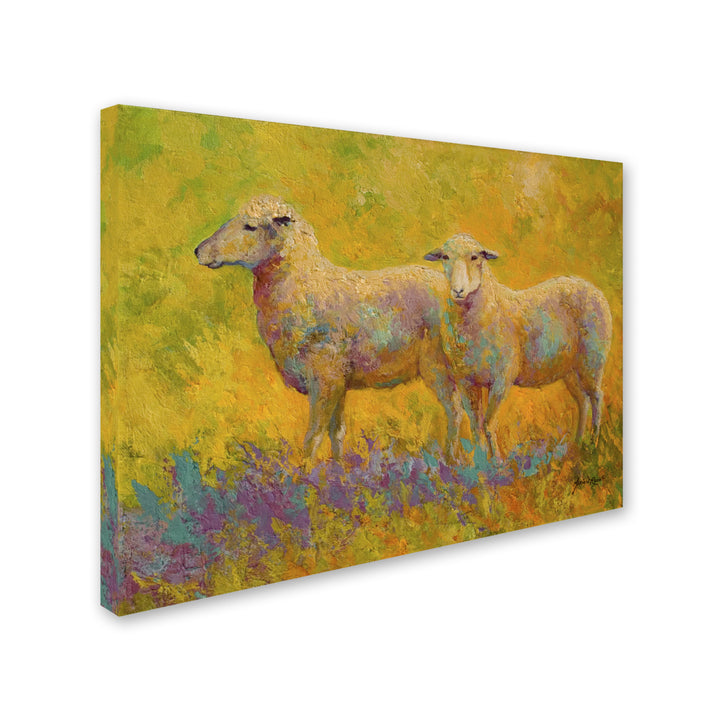 Marion Rose Warm Glow Sheep Pair Ready to Hang Canvas Art 14 x 19 Inches Made in USA Image 2