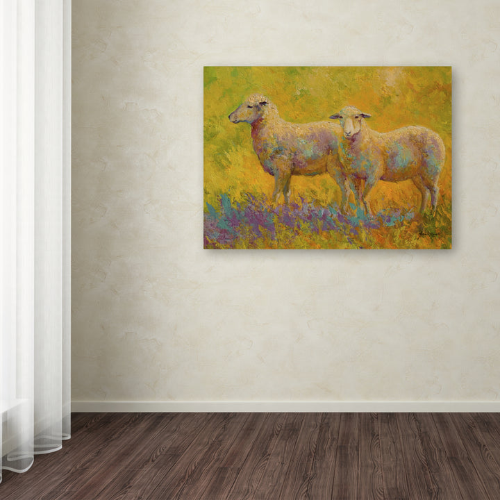Marion Rose Warm Glow Sheep Pair Ready to Hang Canvas Art 14 x 19 Inches Made in USA Image 3
