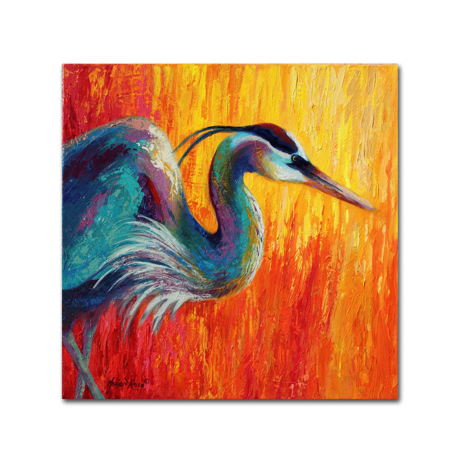 Marion Rose Blue Heron 1 Ready to Hang Canvas Art 18 x 18 Inches Made in USA Image 1