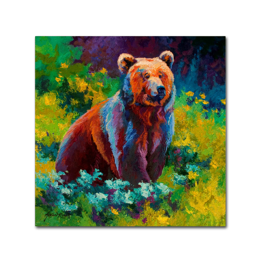 Marion Rose Wildflower Grizz Ready to Hang Canvas Art 18 x 18 Inches Made in USA Image 1