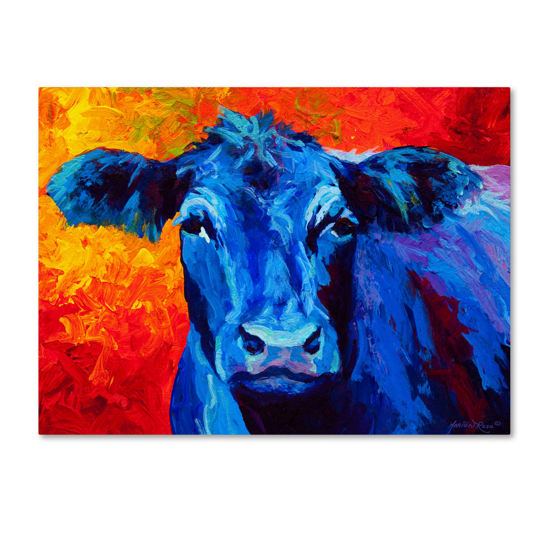 Marion Rose Blue Cow Ready to Hang Canvas Art 18 x 24 Inches Made in USA Image 1