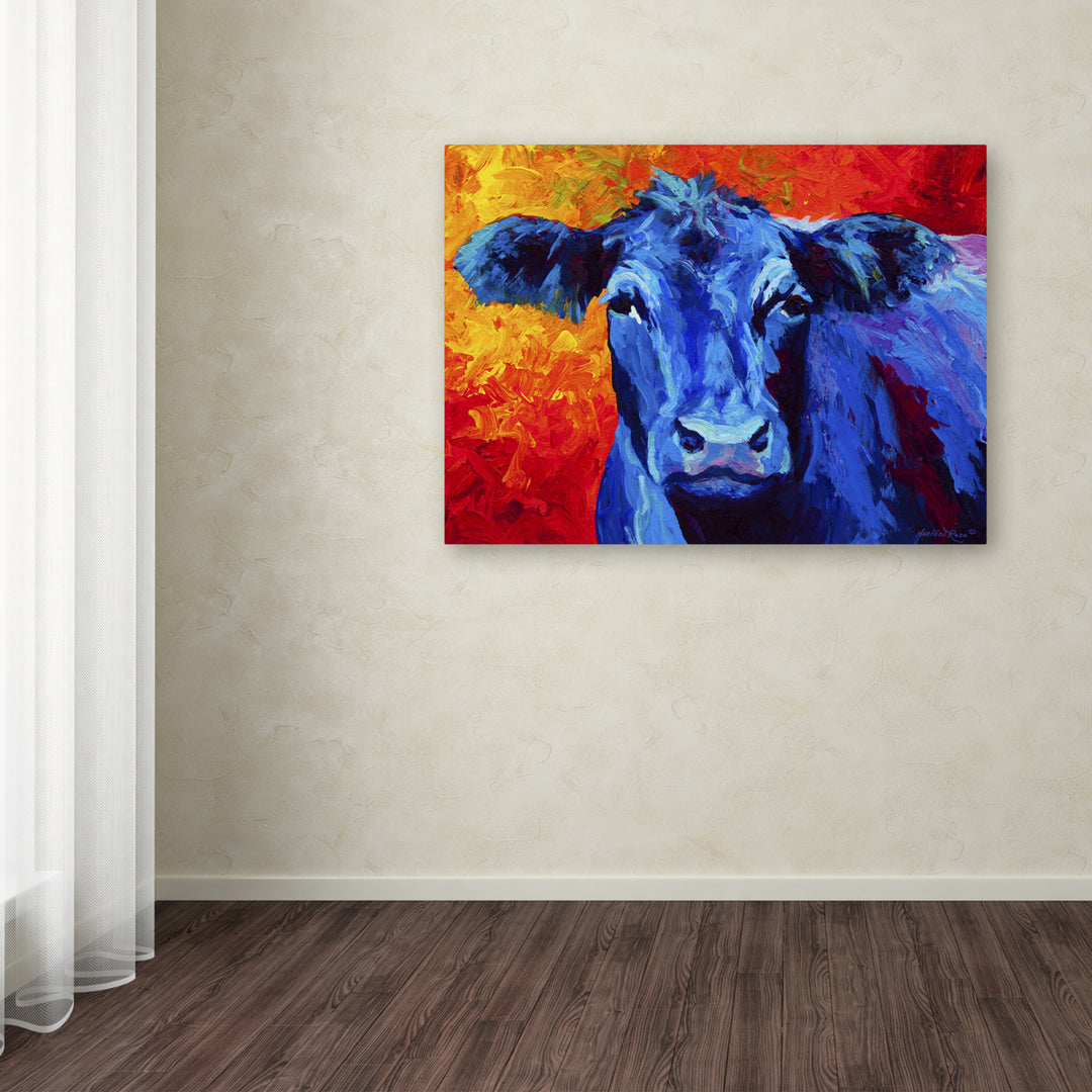 Marion Rose Blue Cow Ready to Hang Canvas Art 18 x 24 Inches Made in USA Image 3