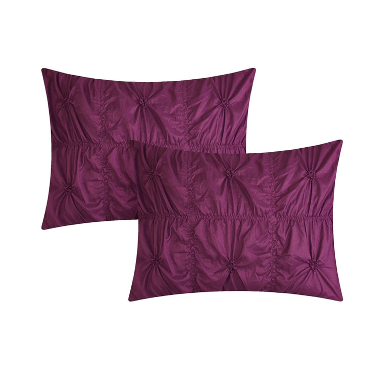 Chic Home 6 Piece Hilton Floral Pinch Pleat Ruffled Designer Embellished Comforter Set Image 8