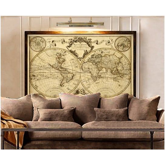 LIsle 1720 Antique World Map Vintage Custom Sizes Available Image 1