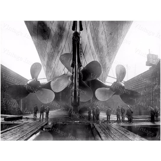 Titanic Photo 1911 RMS old Titanic Propellers Industrial Poster Black and White Ship Steamship steampunk Old Photograph Image 1