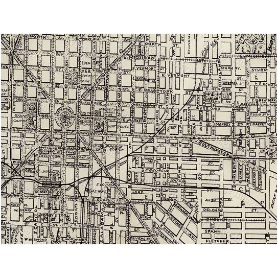 Indianapolis Bicycle Map Large 1899 Vintage Historic Indianapolis Map Restoration Hardware old Style wall Map Indiana Image 2