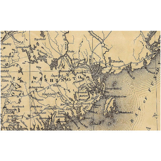 Map of Maine 1846 Old Maine Map Old Historic Map of Maine Antique Restoration Hardware Style Maine state Wall Map home Image 3