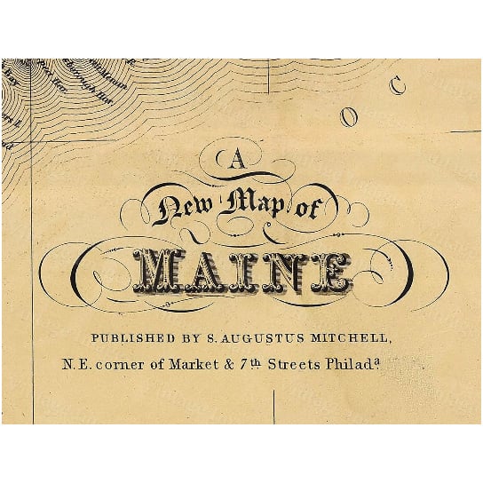 Map of Maine 1846 Old Maine Map Old Historic Map of Maine Antique Restoration Hardware Style Maine state Wall Map home Image 4