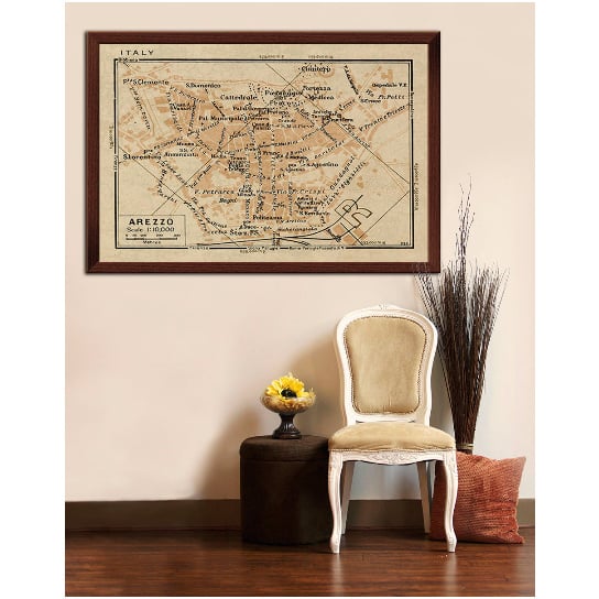 Old map of Arezzo Italy 1935 Arezzo map up to 24x36" Old world style Arezzo Italy wall map Fine Art Print Image 5