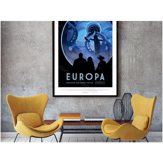 Europa NASA Poster ExoPlanet Space Travel Poster Space Art Great Gift idea Astronomy Kids Room Office man cave Wall Art Image 1