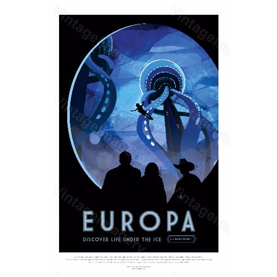 Europa NASA Poster ExoPlanet Space Travel Poster Space Art Great Gift idea Astronomy Kids Room Office man cave Wall Art Image 2