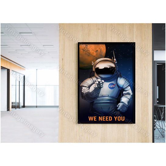 We Need You art print Mars explorers Space Travel Poster Space Art Great Gift idea for Kids Room Office man cave Wall Image 1