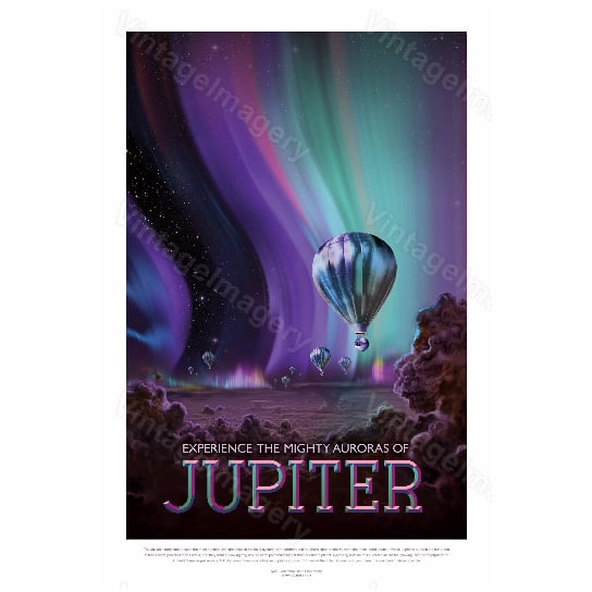 Jupiter Space art Print Vivid Space Travel Poster Space Art Great Gift idea Kids Room Office man cave Solar System Wall Image 1