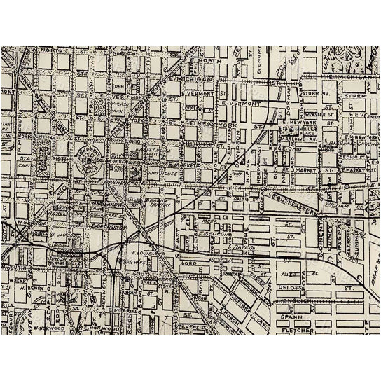GIant 1899 Vintage Historic Indianapolis Indiana Bicycle and Driving Map Antique wall Map Fine art Print Poster Image 2