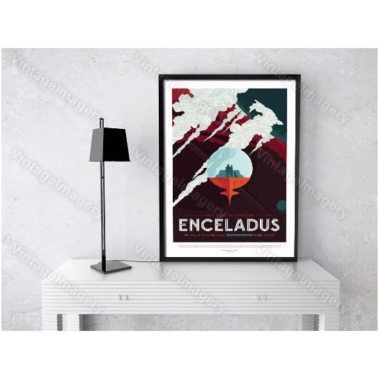 ENCELADUS ExoPlanet 2016 NASA Space Travel Poster Space Art Great Gift idea for Kids Room, Office, man cave, Wall Art Image 1